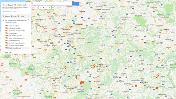 Die 10 größten US-Militärbasen in Deutschland