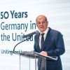 Bundeskanzler Scholz spricht bei einem Empfang zum 50.Jubiläum der deutschen UN-Mitgliedschaft