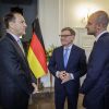 Außenminister Wadephul mit seinen Amtskollegen Radoslaw Sikorski (Polen, l.) und Jean-Noël Barrot (Frankreich, r.) 