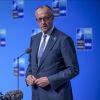 Der deutsche Bundeskanzler Friedrich Merz gibt am 8. Juli 2026 in Ankara, Türkei, am zweiten Tag des 36. NATO-Gipfels der Staats- und Regierungschefs vor der Hauptsitzung des Nordatlantikrats eine Erklärung gegenüber der Presse ab.