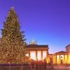 Panoramic image of Christmas tree at Brandenburger Gate in Berlin