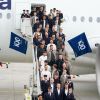 Die deutsche Nationalmannschaft bei ihrer Ankunft in Chicago. 