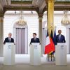 Macron, Starmer, Meloni und Merz bei einem Gipfeltreffen zur Straße von Hormus im April 2026. 