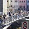 Antikriegsprotest auf der Brücke zwischen Zgorzelec und Görlitz