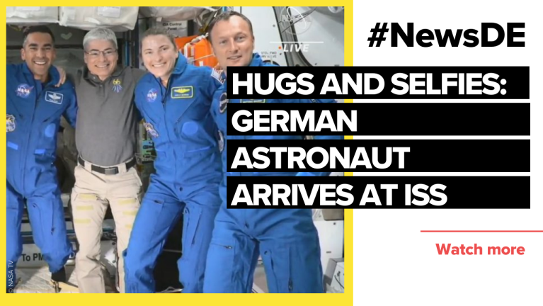 Hugs and selfies: German astronaut arrives at ISS