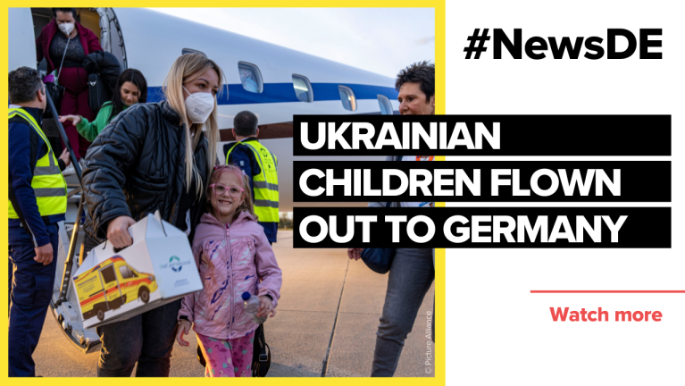 Ukrainian children flown out to Germany