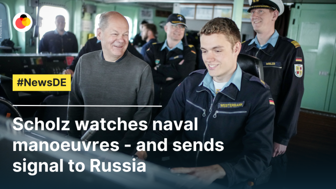 Scholz watches naval manoeuvres - and sends signal to Russia